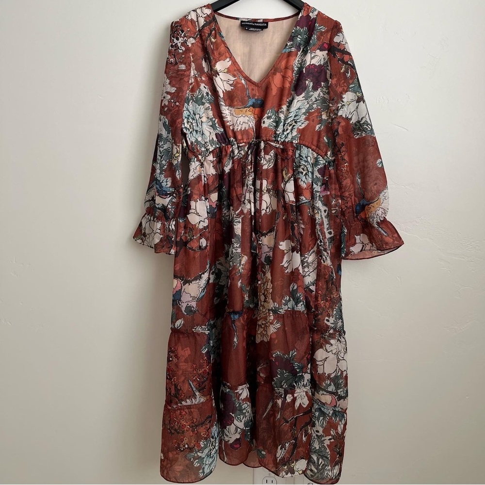 Hemant & Nandita brown floral dress size small